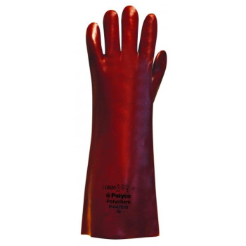 P45  POLYCHEM RED PVC CHEMICAL GAUNTLETS 16Inch SIZE 10