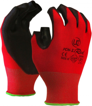 PCN-12RED FINGERLESS PU COATED RED GLOVES SIZE 8 (MEDIUM)